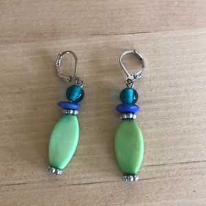 Green/blue beaded earrings